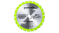 Пильный диск по дереву 165x1.6x20 мм, 24T 2955707 для циркулярной пилы Greenworks GD24CS165 24V
