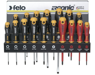 Набор отверток Felo Ergonic (SL/PZ/PH/Tx и отвертка VDE на стальной стойке), 17 шт 40091743