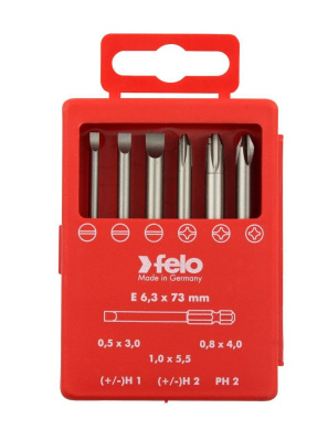 Набор бит Felo Industrial (+/- SL/H 73 мм), 6 шт в кейсе 03292716