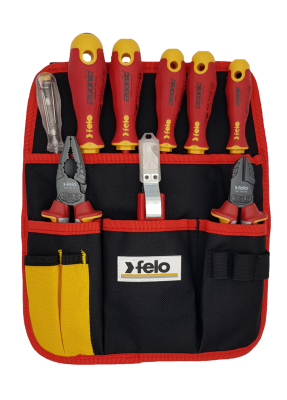 Набор диэлектрических отверток Felo Ergonic с диэлектрическими пасатижами, бокорезами, ножом для снятия изоляции и тестером сети,  9 шт 41399504