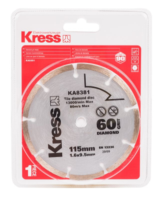 Диск с алмазным напылением KRESS 115х1,6х9,5 мм