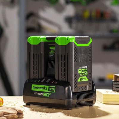 Быстрое зарядное устройство для двух аккумуляторов Greenworks G60DC10 60V (10 А)
