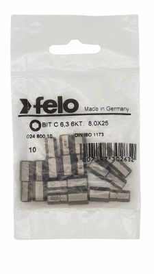 Бита шестигранная серия Industrial HEX 8,0X25, 10 шт Felo 02480010