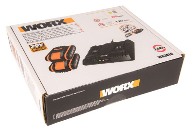 Комплект WORX WA3610 20V: 2 аккумулятора 2Ач и двойное зарядное устройство 1А