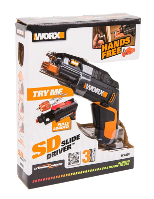 Отвертка WORX WX255 4V (3 Нм) SD Slide Driver аккумуляторная с набором бит 6 шт