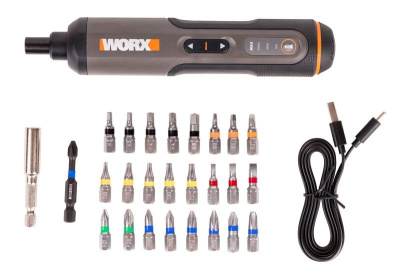 Отвертка WORX WX240 4V (2.5Нм) аккумуляторная с набором бит 26 шт