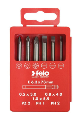 Набор бит Felo Industrial (SL/PZ/PH, 73 мм), 6 шт в кейсе 03092716