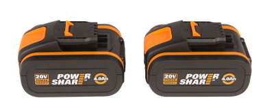Комплект WORX WA3553.2 20V: 2 аккумулятора 4Ач