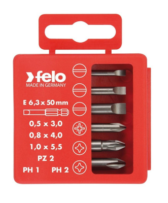 Набор бит Felo Industrial (SL/PZ/PH, 50 мм), 6 шт в кейсе 03092516